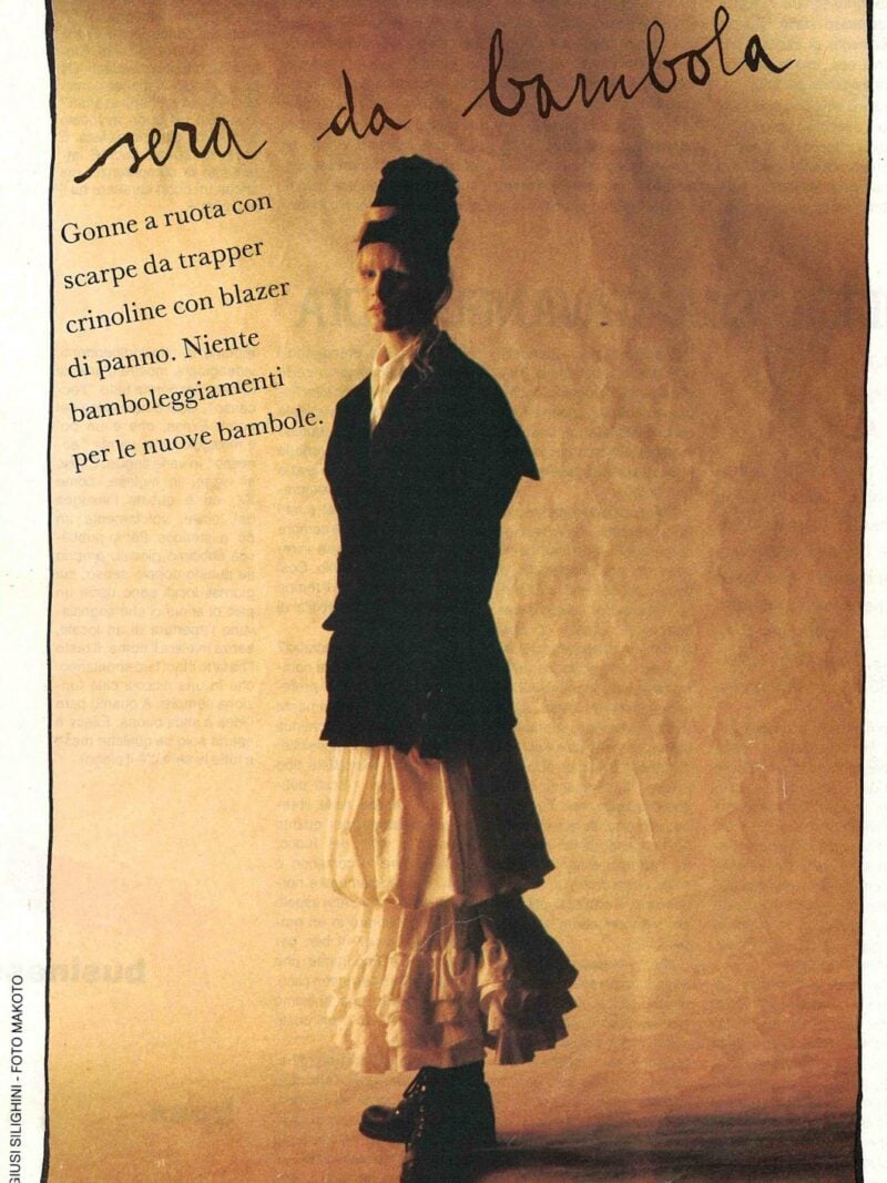 Magazine:100 cose Photographer:Makoto Location: Milano 1985 Hair: Pier Giuseppe Moroni