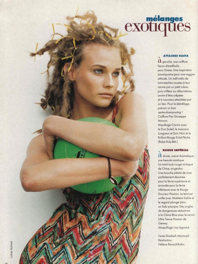 magazine: Elle France Photographer:Lothar Schmid Model . Diane Kruger Hair: Pier Giuseppe Moroni