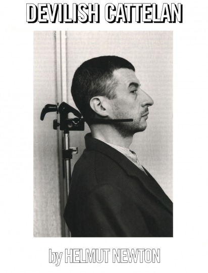 Magazine: Uomo Vogue - Photographer: Helmut Newton - Model: Maurizio Cattelan - Location: Montecarlo - Hair: Pier Giuseppe Moroni