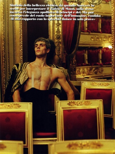 Magazine: Uomo Vogue - Photographer: Deborah Turbeville - Model: Roberto Bolle - Location: La Scala, Milan - Hair: Pier Giuseppe Moroni